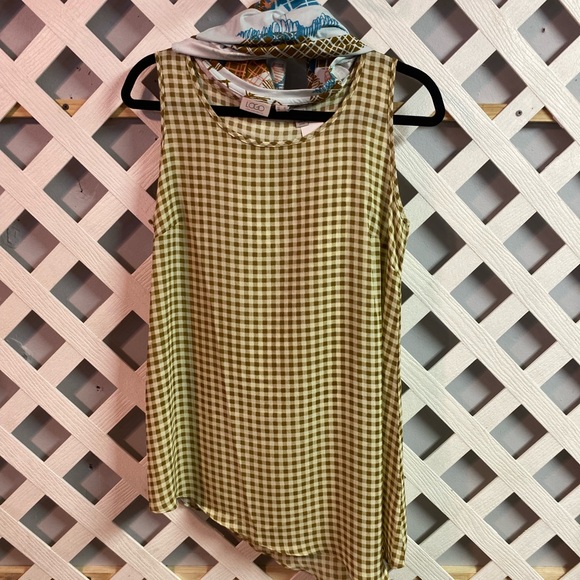 LOGO by Lori Goldstein Printed Rayon 230 Woven Top & Tank Twin Blue Pearl Small - Picture 4 of 4